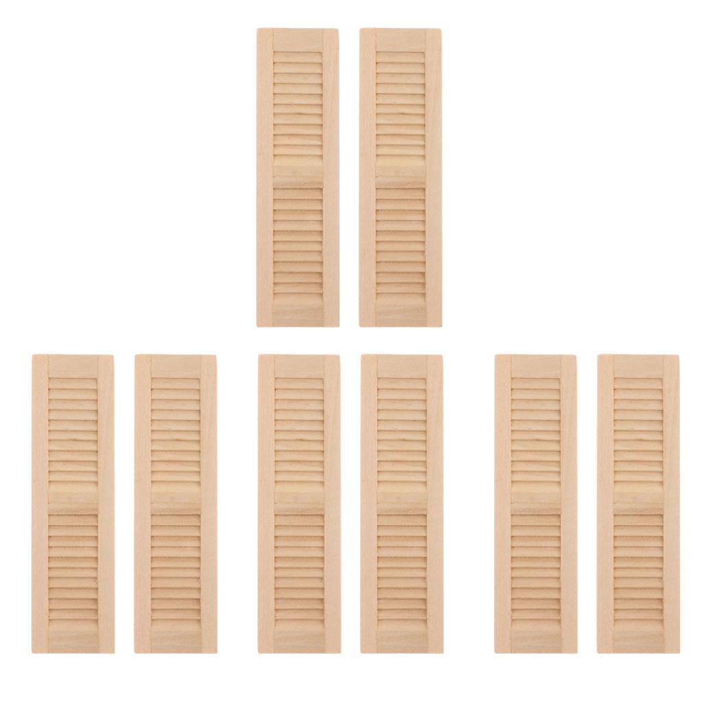 8 Pieces 1/12 Dollhouse Furniture Wooden Shutters DIY Window Accessory