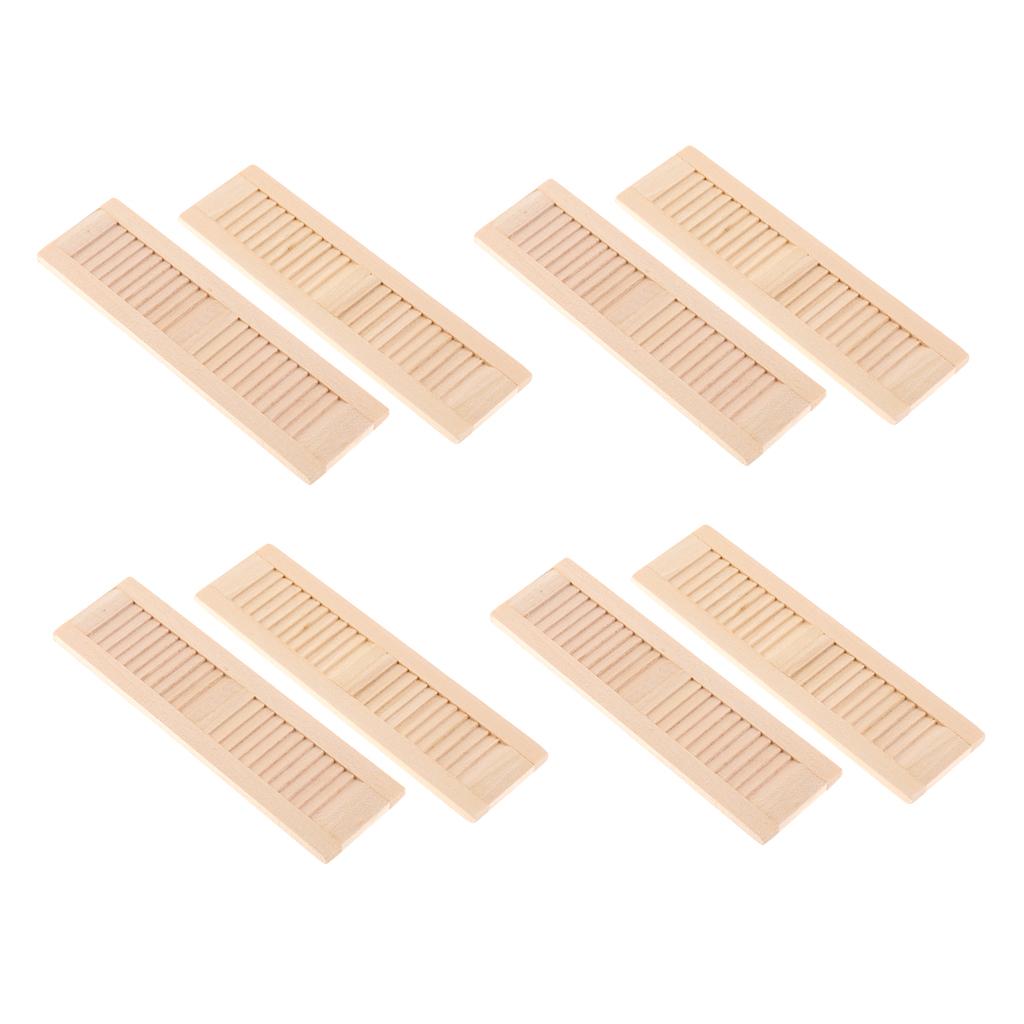 8 Pieces 1/12 Dollhouse Furniture Wooden Shutters DIY Window Accessory