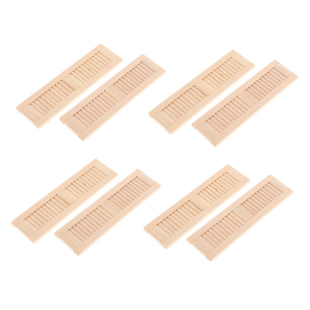 8 Pieces 1/12 Dollhouse Furniture Wooden Shutters DIY Window Accessory