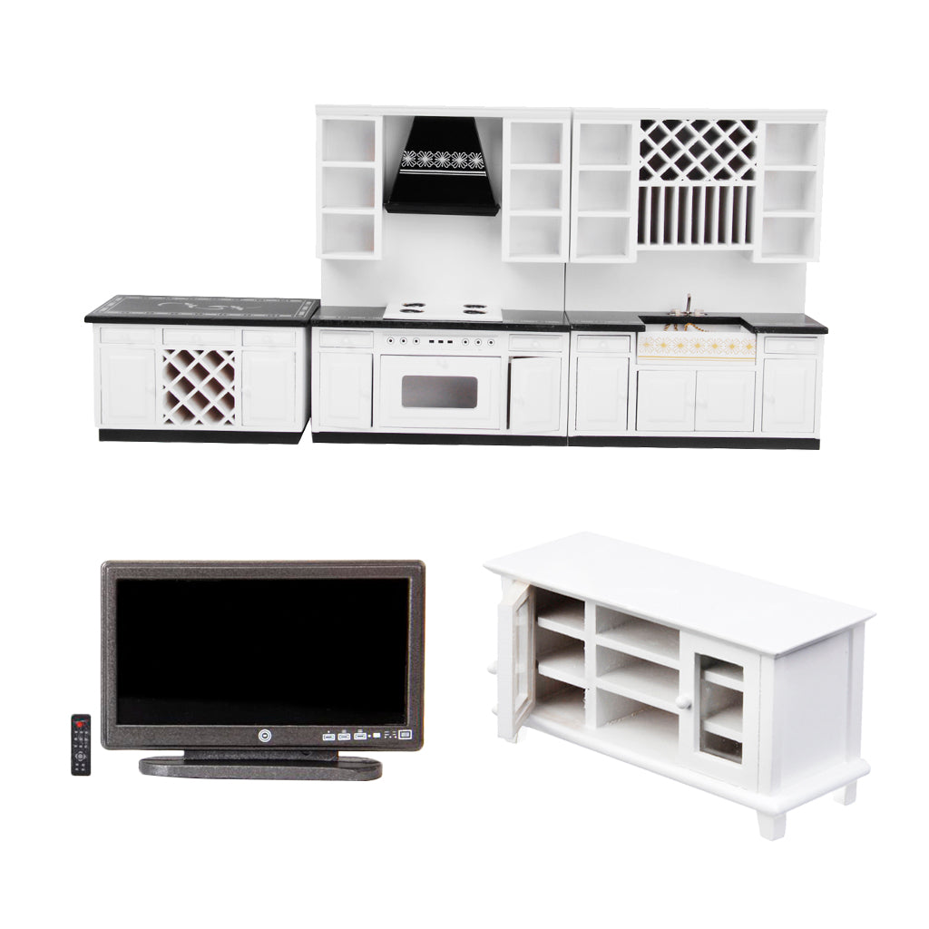 1/12 Dollhouse Miniature Furniture Kitchen Cabinet TV Cabinet Living Room