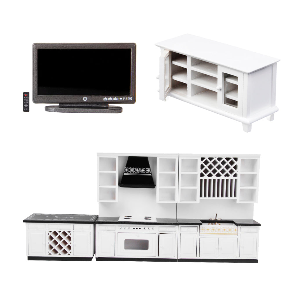 1/12 Dollhouse Miniature Furniture Kitchen Cabinet TV Cabinet Living Room