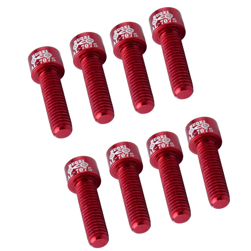8pcs Road Bicycle Handlebar Stem Screw Aluminum Alloy M5*17MM Bolts Red