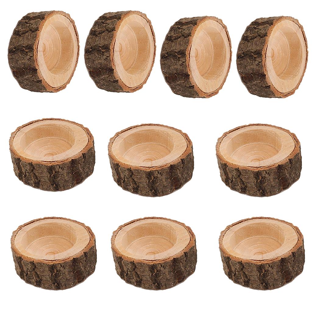 10x Tree Stump Wooden Candle Holder Tea Light Holder Wedding Decor 2.5cm