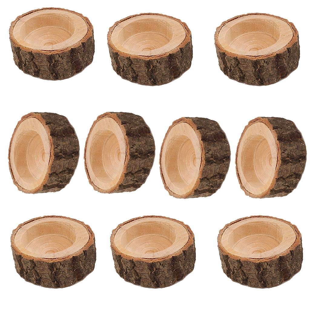 10x Tree Stump Wooden Candle Holder Tea Light Holder Wedding Decor 2.5cm