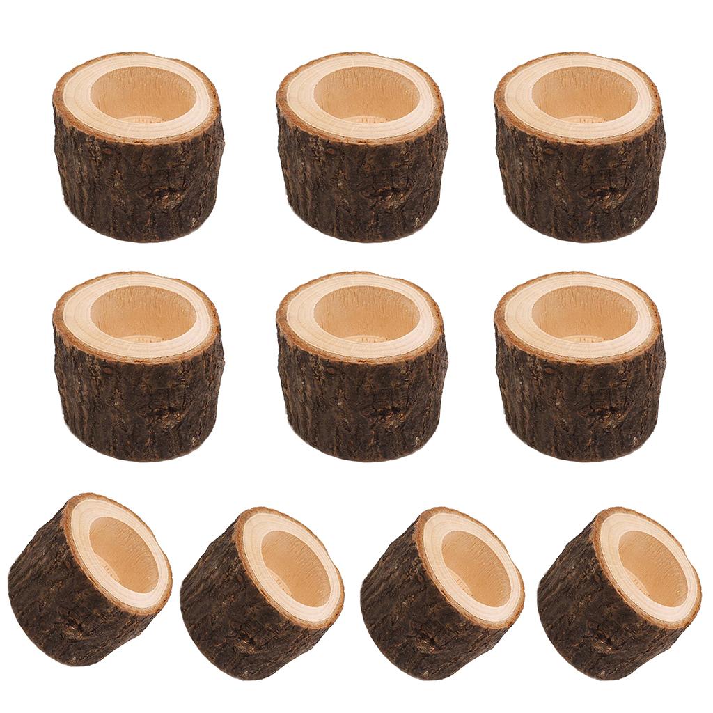 10x Tree Stump Wooden Candle Holder Tea Light Holder Wedding Decor 4.2cm