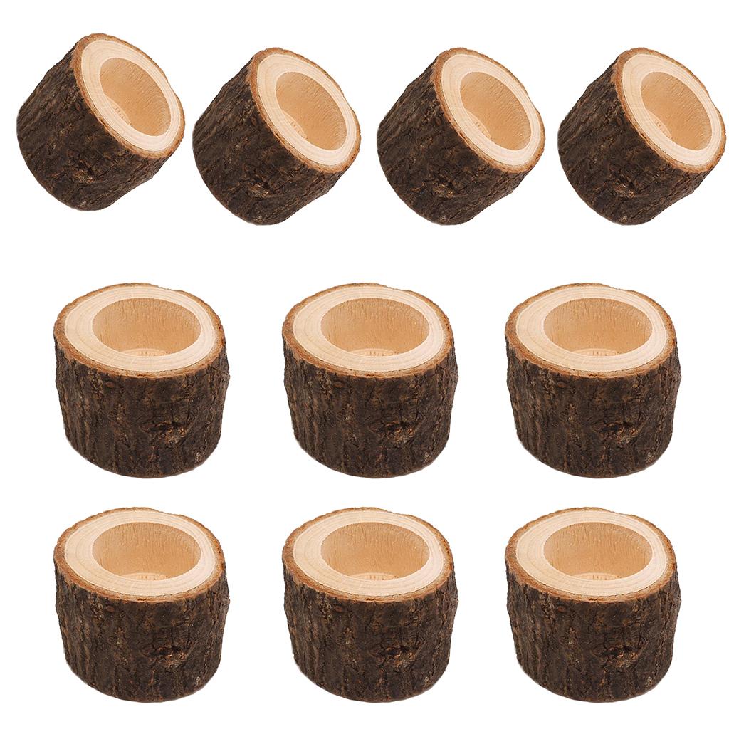 10x Tree Stump Wooden Candle Holder Tea Light Holder Wedding Decor 4.2cm
