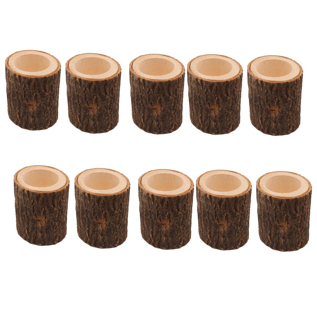10x Stump Wooden Candle Holder Tea Light Holder for Wedding Decoration 7cm