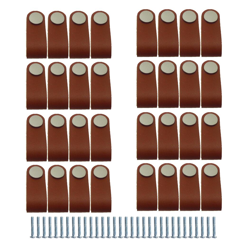 32x Handmade Leather Suitcase Handle Drawer Cabinet Leather Handle Pull Knob