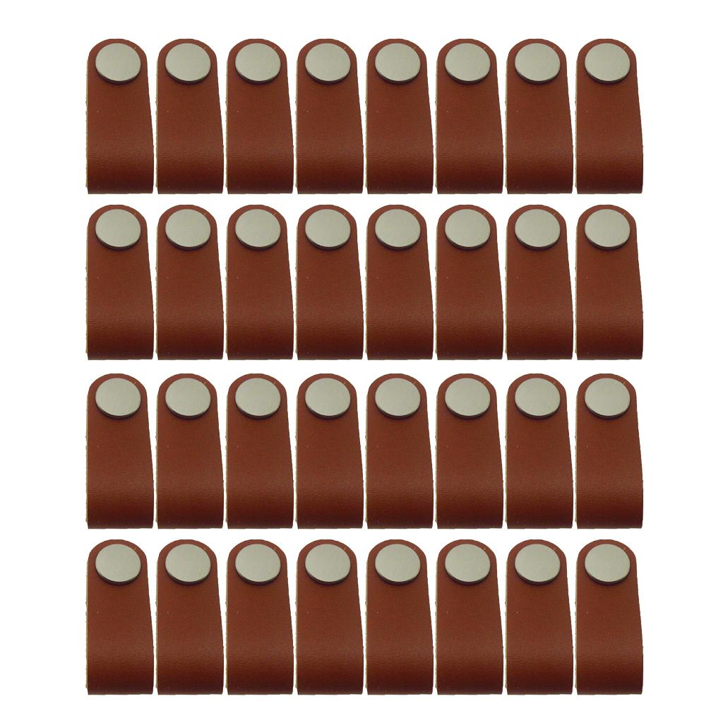 32x Handmade Leather Suitcase Handle Drawer Cabinet Leather Handle Pull Knob