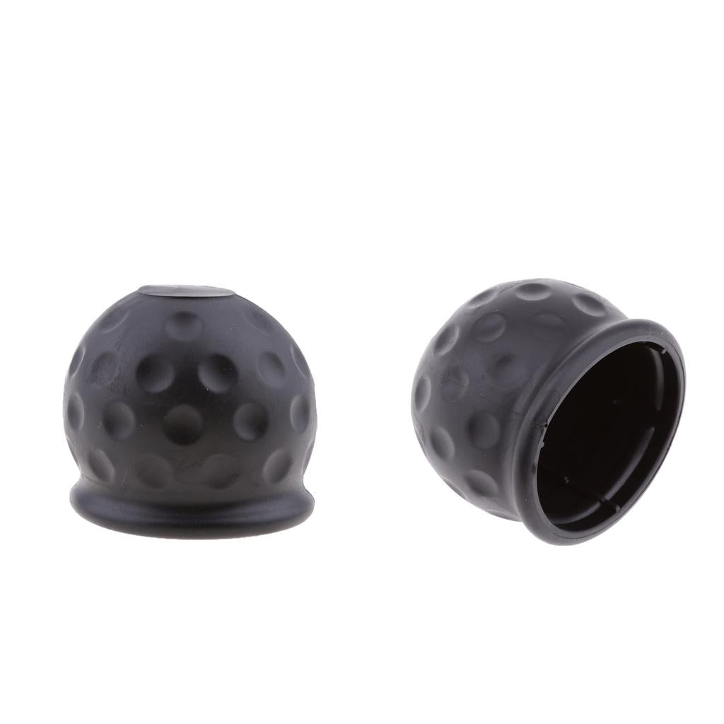 2pcs Black Tow Bar Ball Cover Cap Car Towing Hitch Towball Trailer Van 50mm