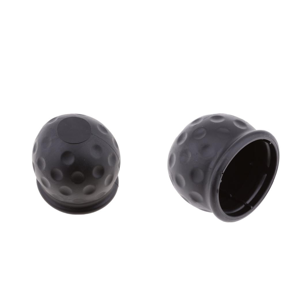 2pcs Black Tow Bar Ball Cover Cap Car Towing Hitch Towball Trailer Van 50mm