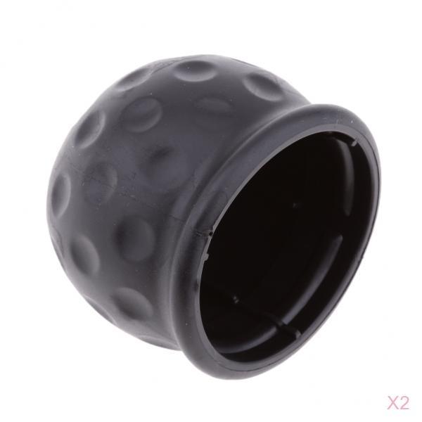 2pcs Black Tow Bar Ball Cover Cap Car Towing Hitch Towball Trailer Van 50mm
