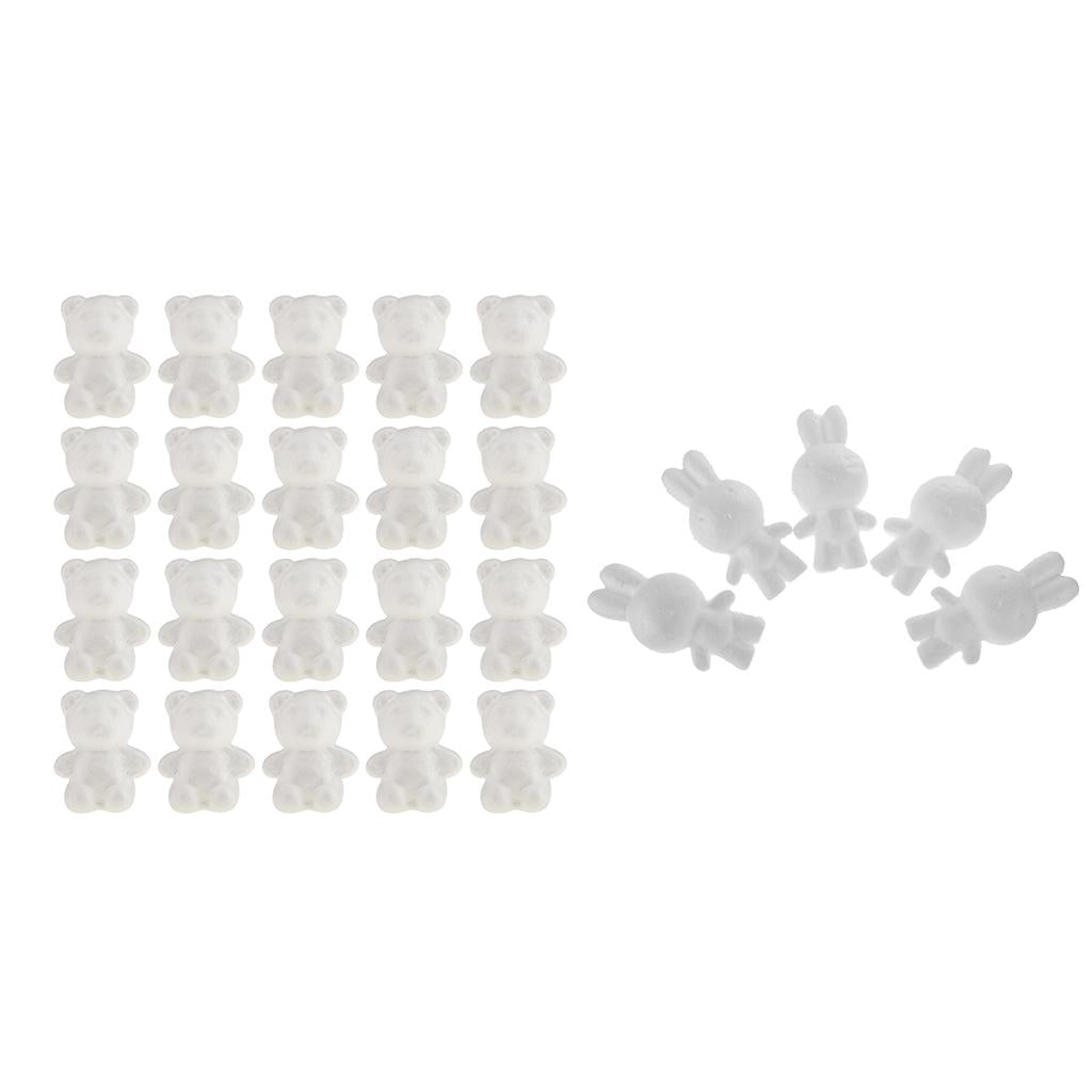 25Pcs Rabbit /Bear Shaped Foam Ornaments for DIY Modelling Crafts