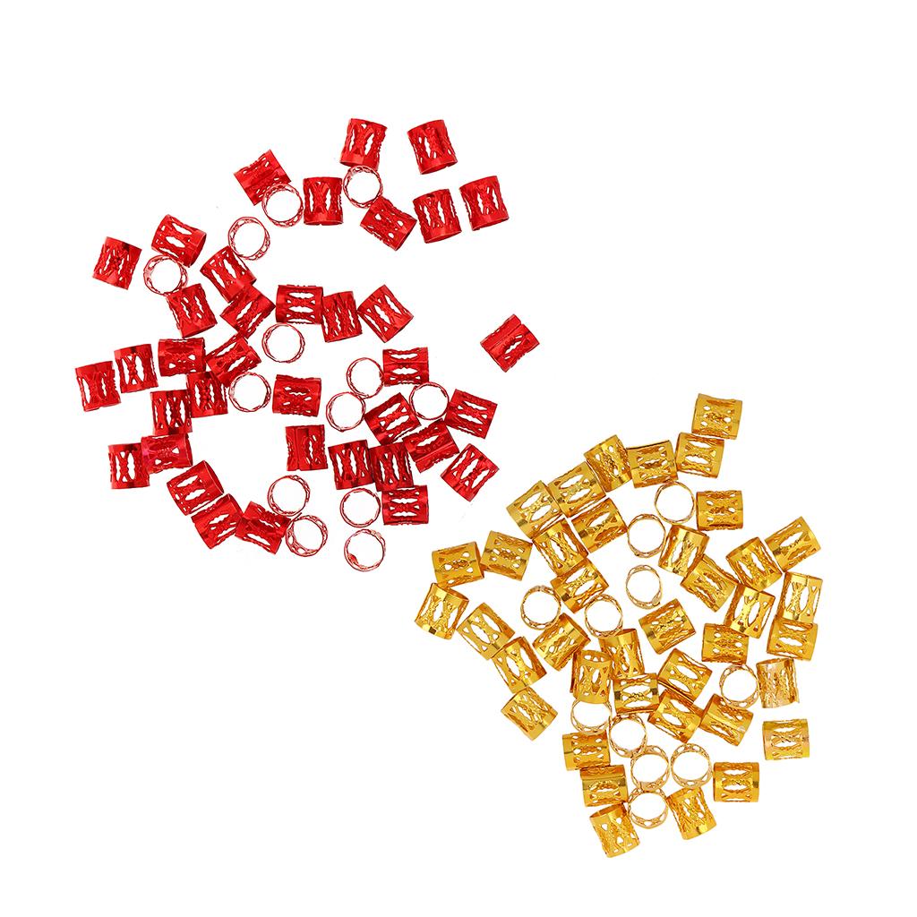 100pcs Hair Braid Cuff Adjustable Hair Rings Braid Beads Clips Decorations