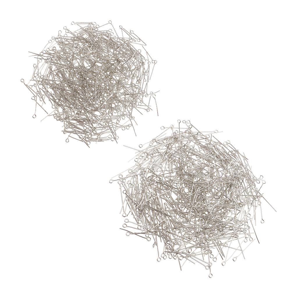1000Pc Mixed Silver Eye Pins Findings Head Pins 20mm&26mm,DIY Jewelry Making