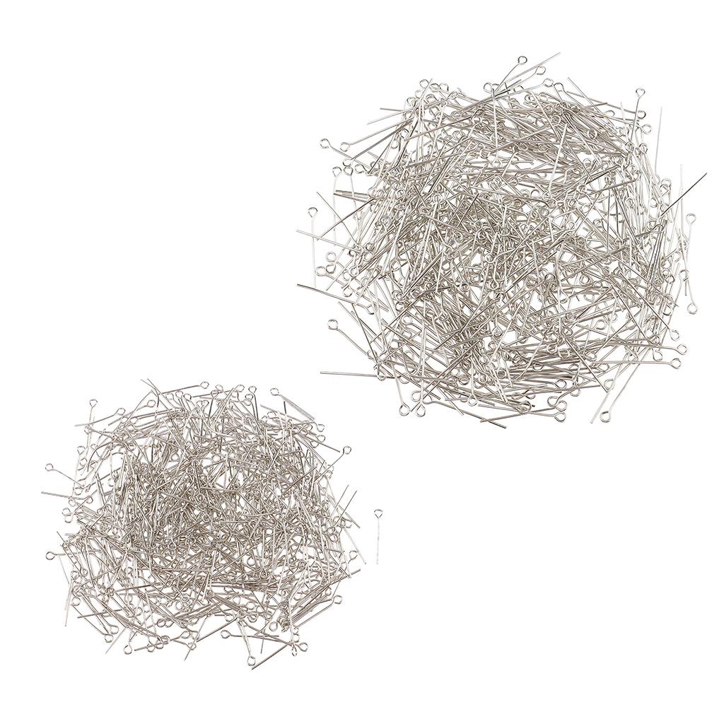 1000Pc Mixed Silver Eye Pins Findings Head Pins 20mm&26mm,DIY Jewelry Making