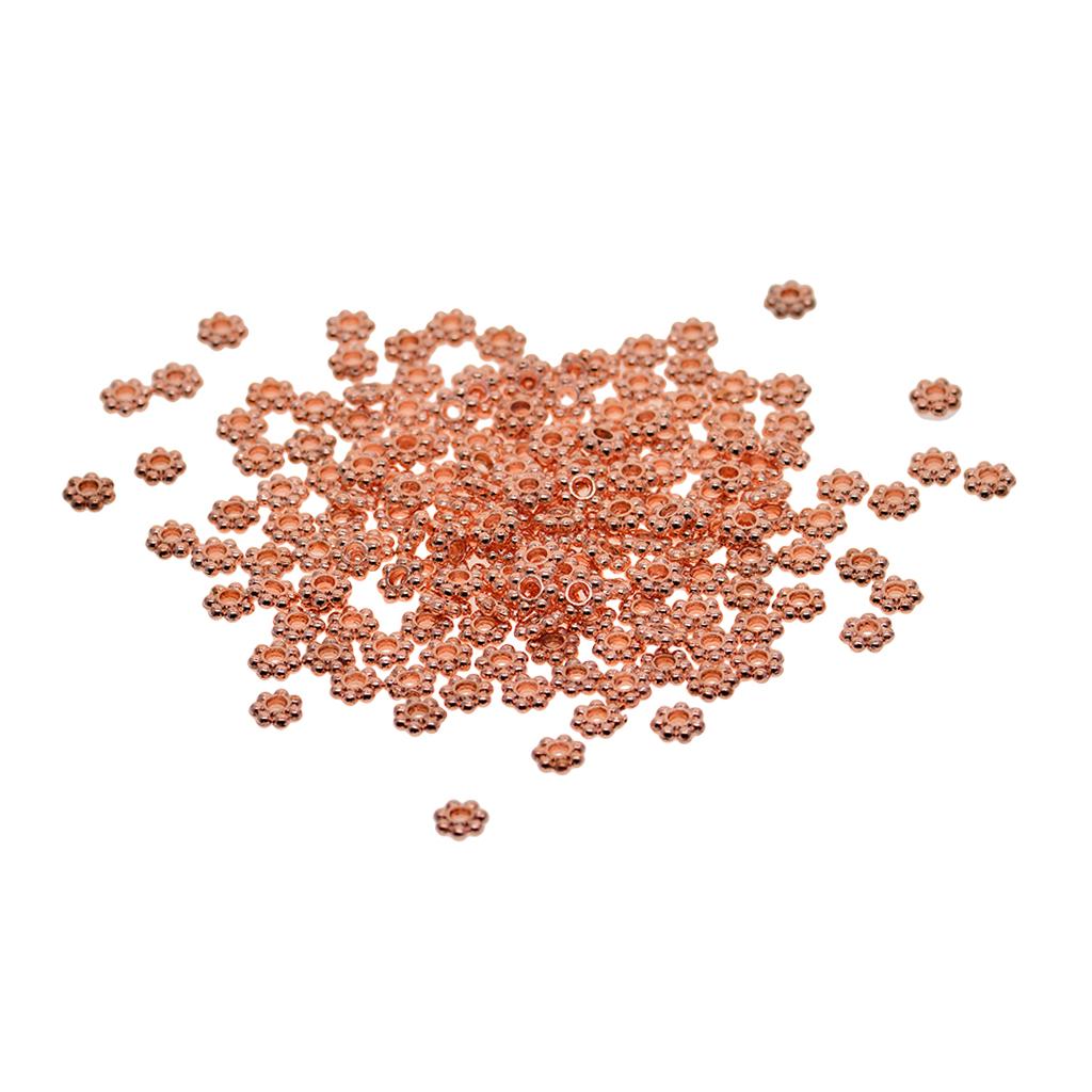 200x Rose Gold Snowflake Flower Spacer Beads Jewelry Findings DIY 6mm+5mm
