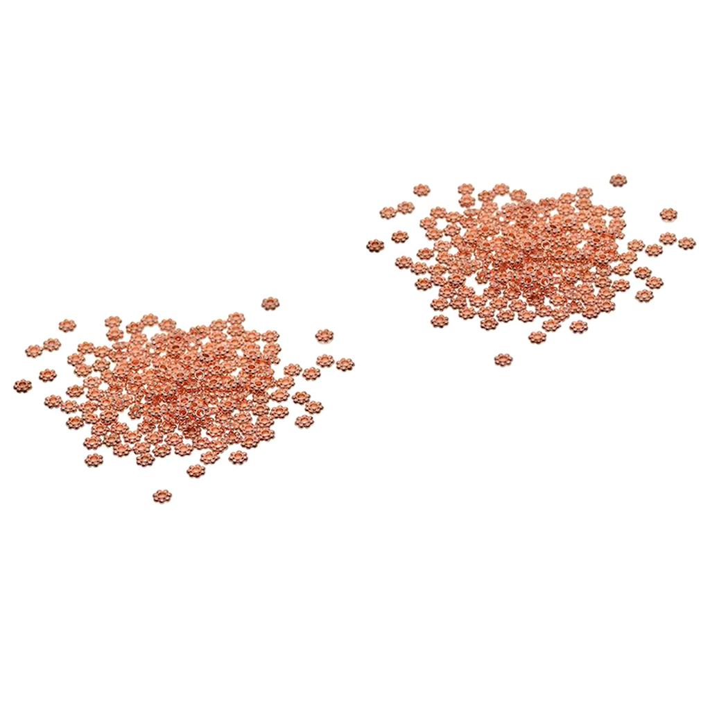 200x Rose Gold Snowflake Flower Spacer Beads Jewelry Findings DIY 6mm+5mm