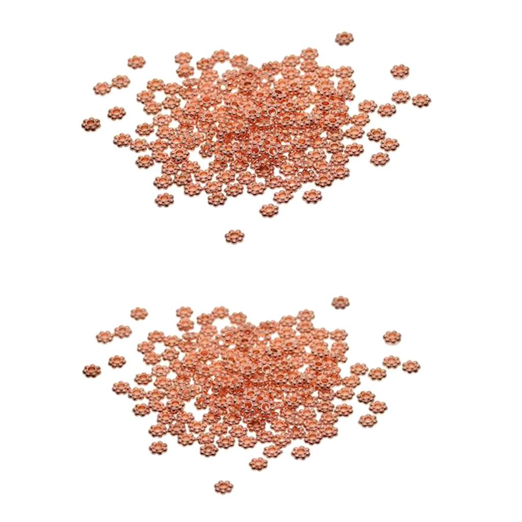200x Rose Gold Snowflake Flower Spacer Beads Jewelry Findings DIY 6mm+5mm