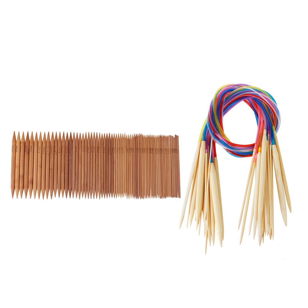 93pcs Bamboo Double Pointed Knitting Needles Circular Knitting Needles Set