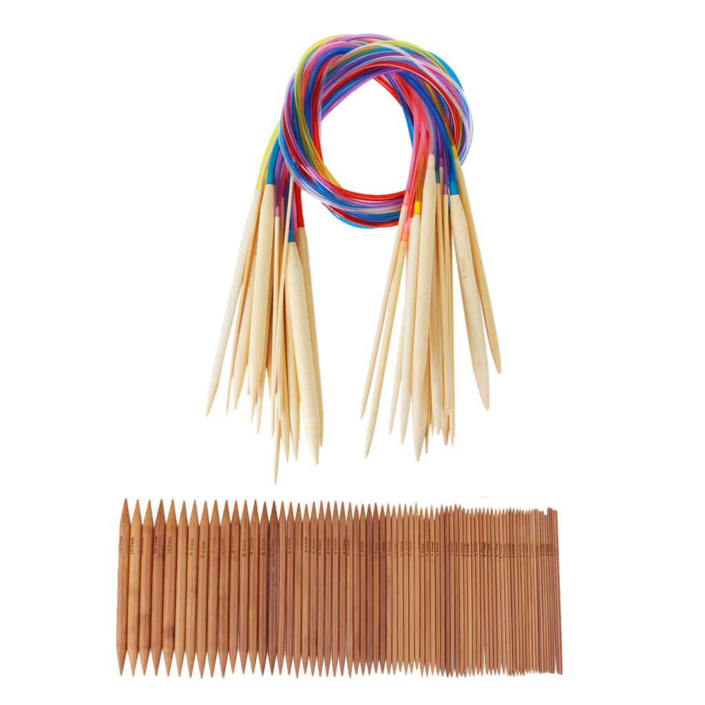 93pcs Bamboo Double Pointed Knitting Needles Circular Knitting Needles Set