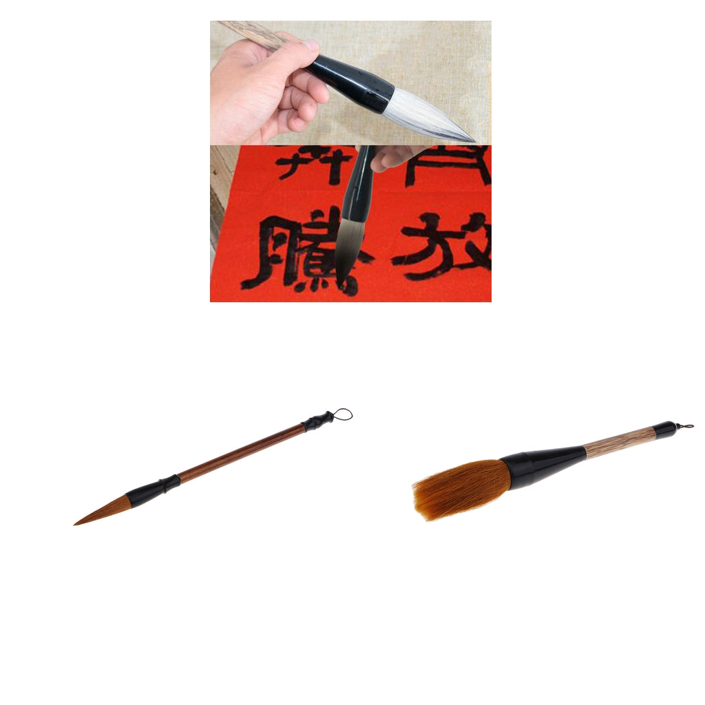 2 pcs Chinese Watercolor Calligraphy Sumi Drawing Kanji Brush 2 sizes