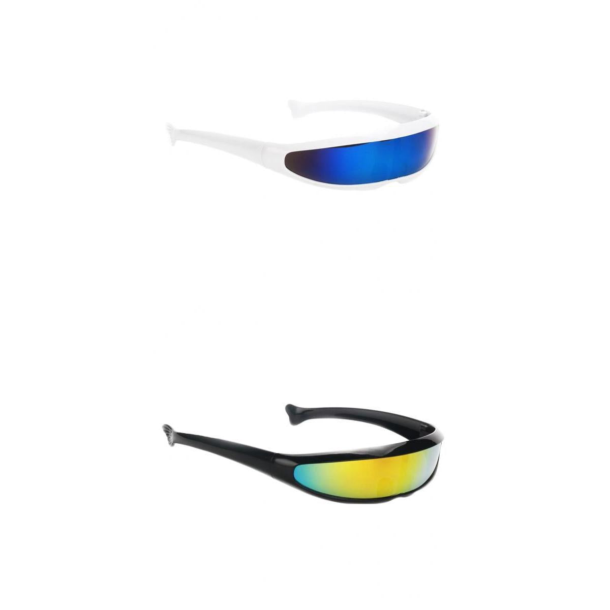 2x Futuristic Cyclops Mirrored Sunglasses Narrow Monoblock Shield Glasses