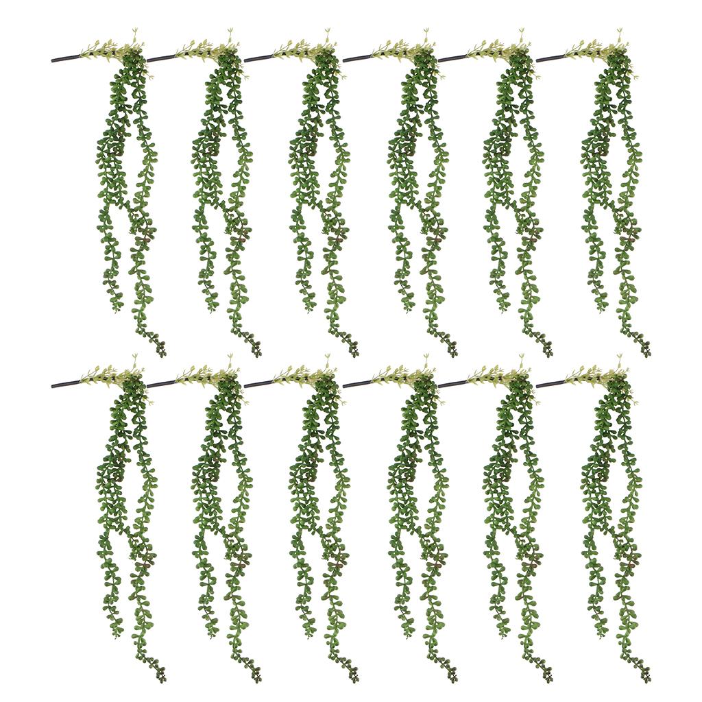 12x Artificial Flower String of Pearls Wall Hanging Succulents Plants Green