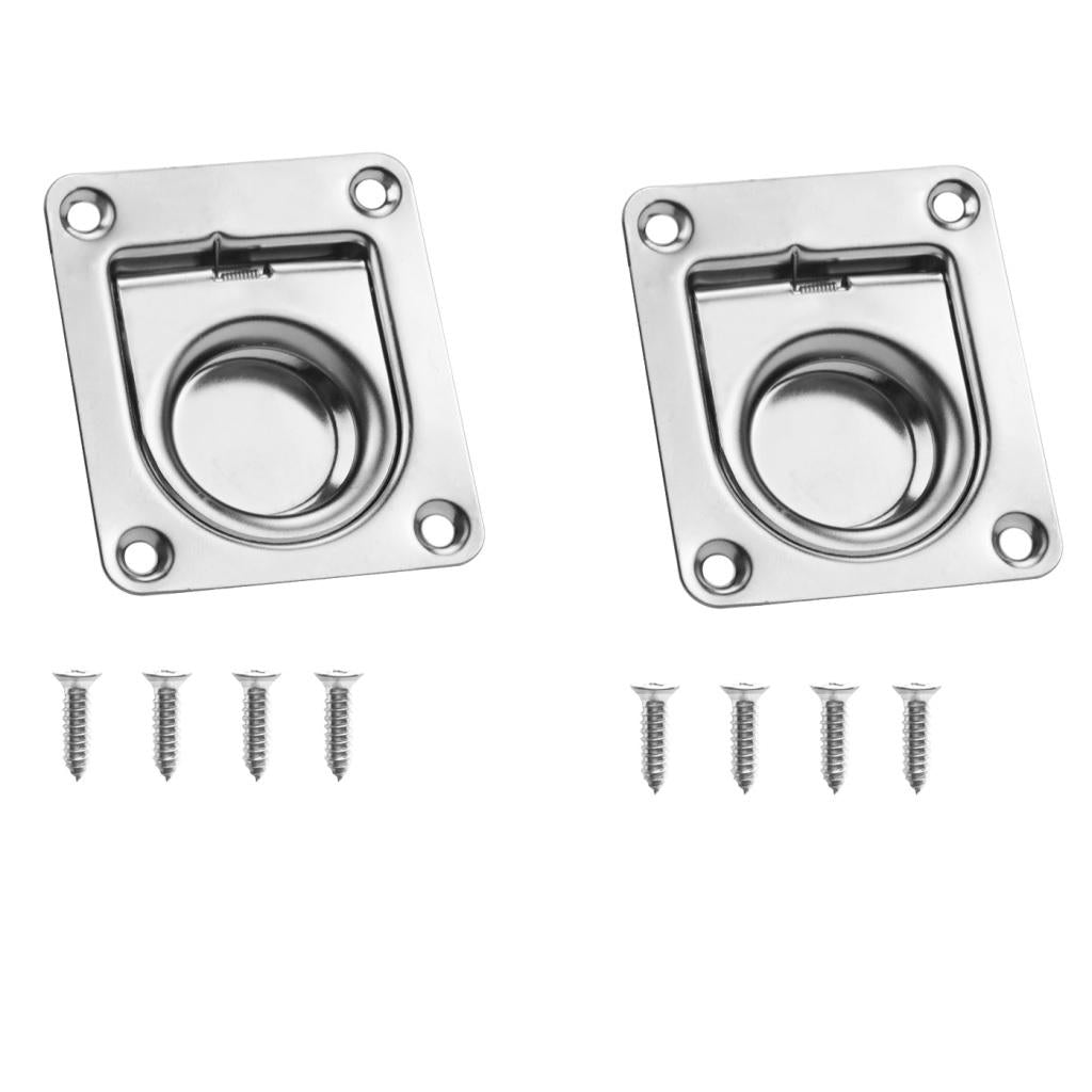 2pcs Stainless Steel Marine Boat Flush Pull Locker Hatch Latch Lift Handle