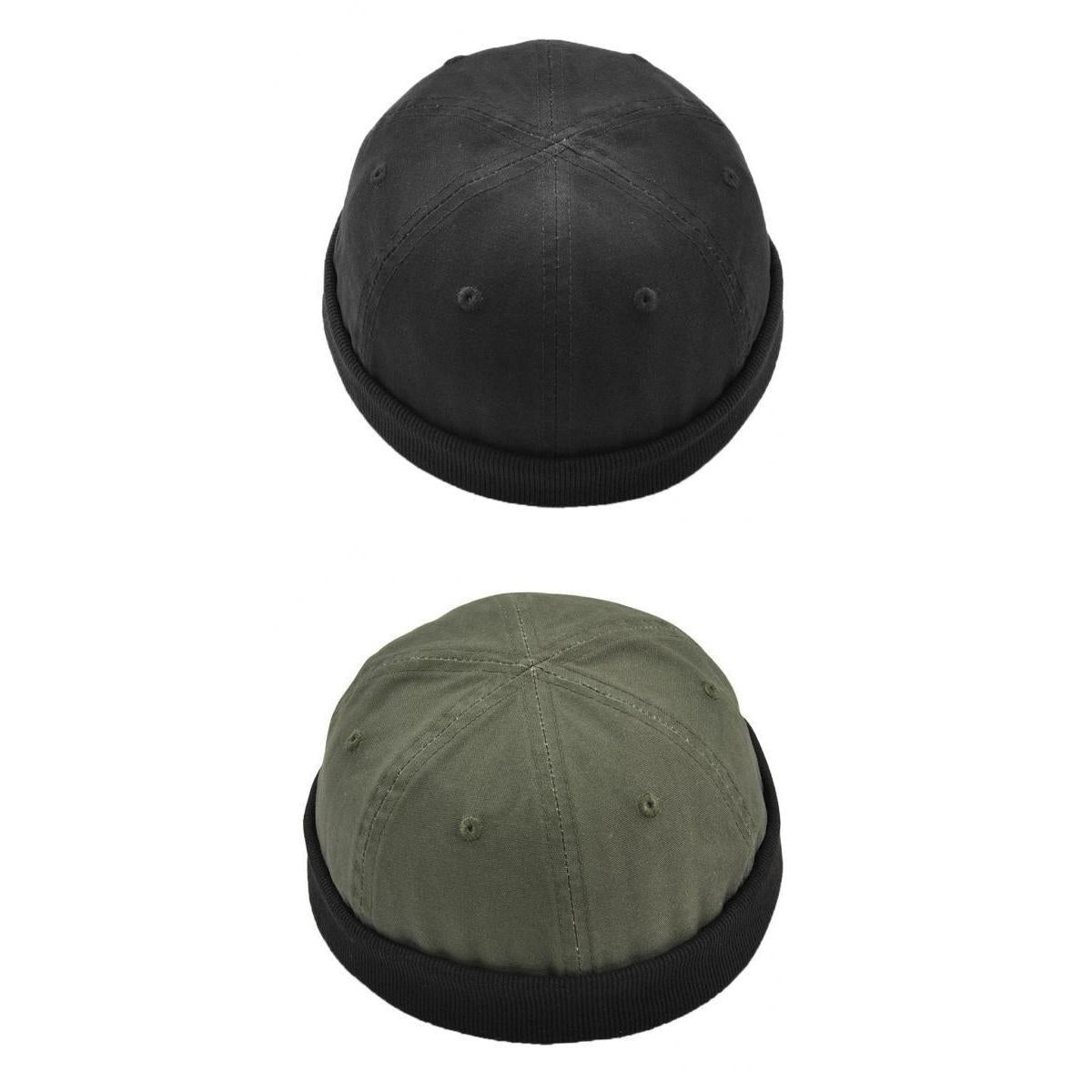 2pieces Men Retro Docker Leon Beanie Cap Pure Cotton Hat