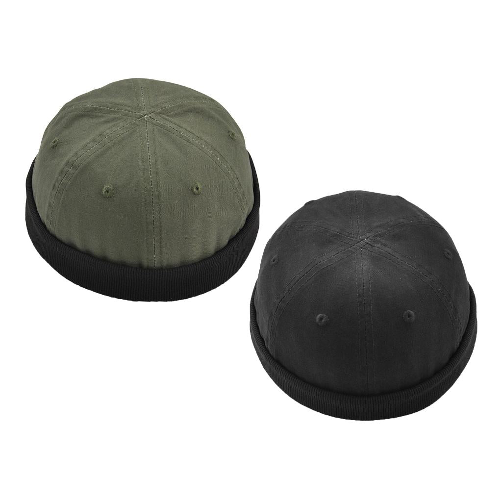 2pieces Men Retro Docker Leon Beanie Cap Pure Cotton Hat