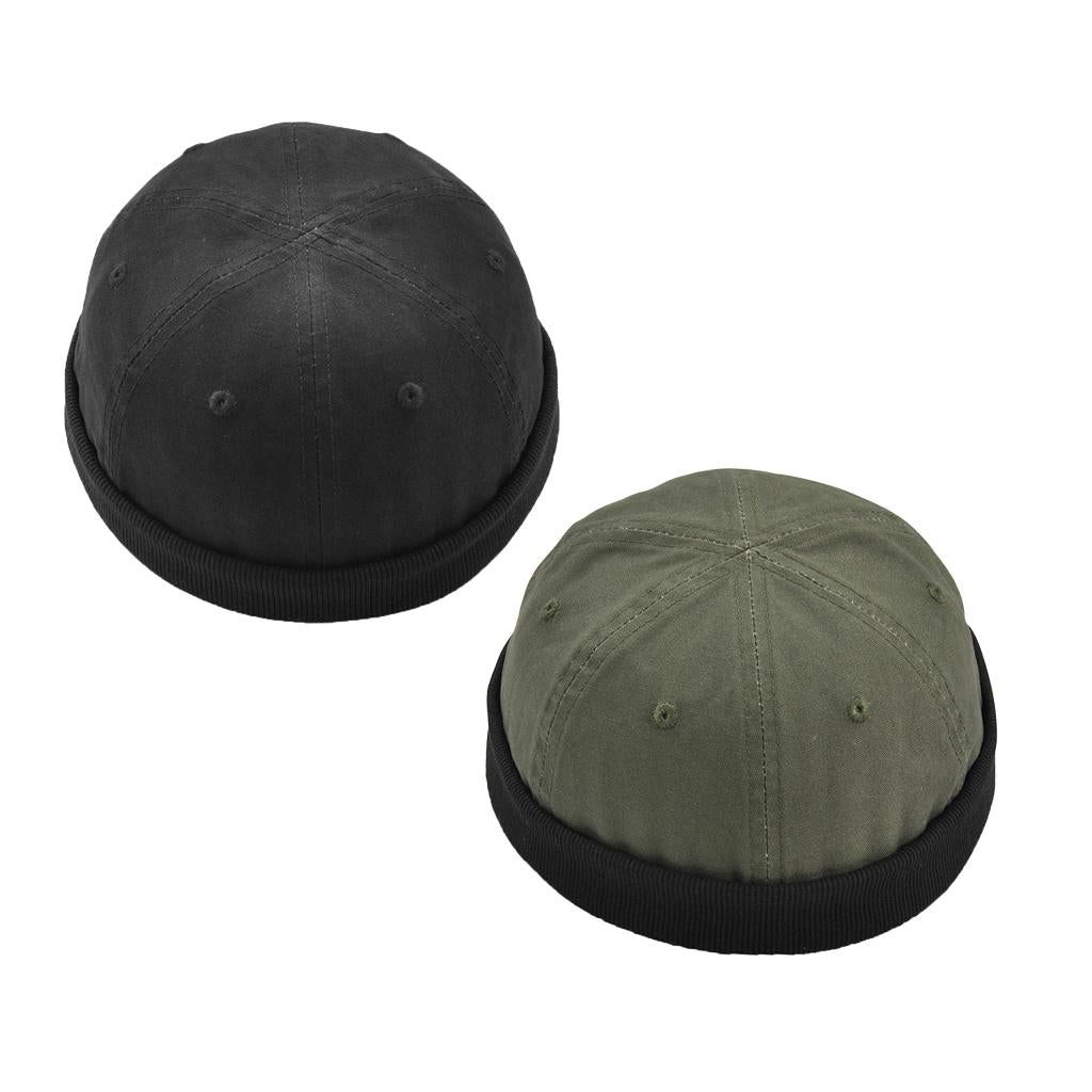 2pieces Men Retro Docker Leon Beanie Cap Pure Cotton Hat