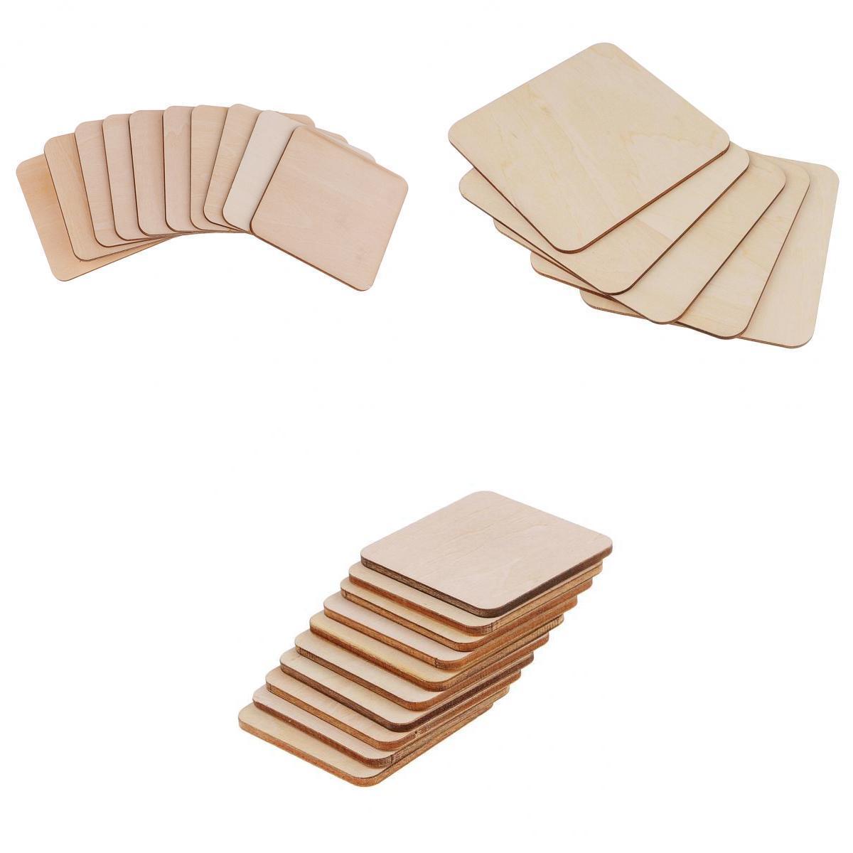 25 Pieces 50mm 80mm 120mm Blank Wood Square Plaque Unfinished Wooden Shapes