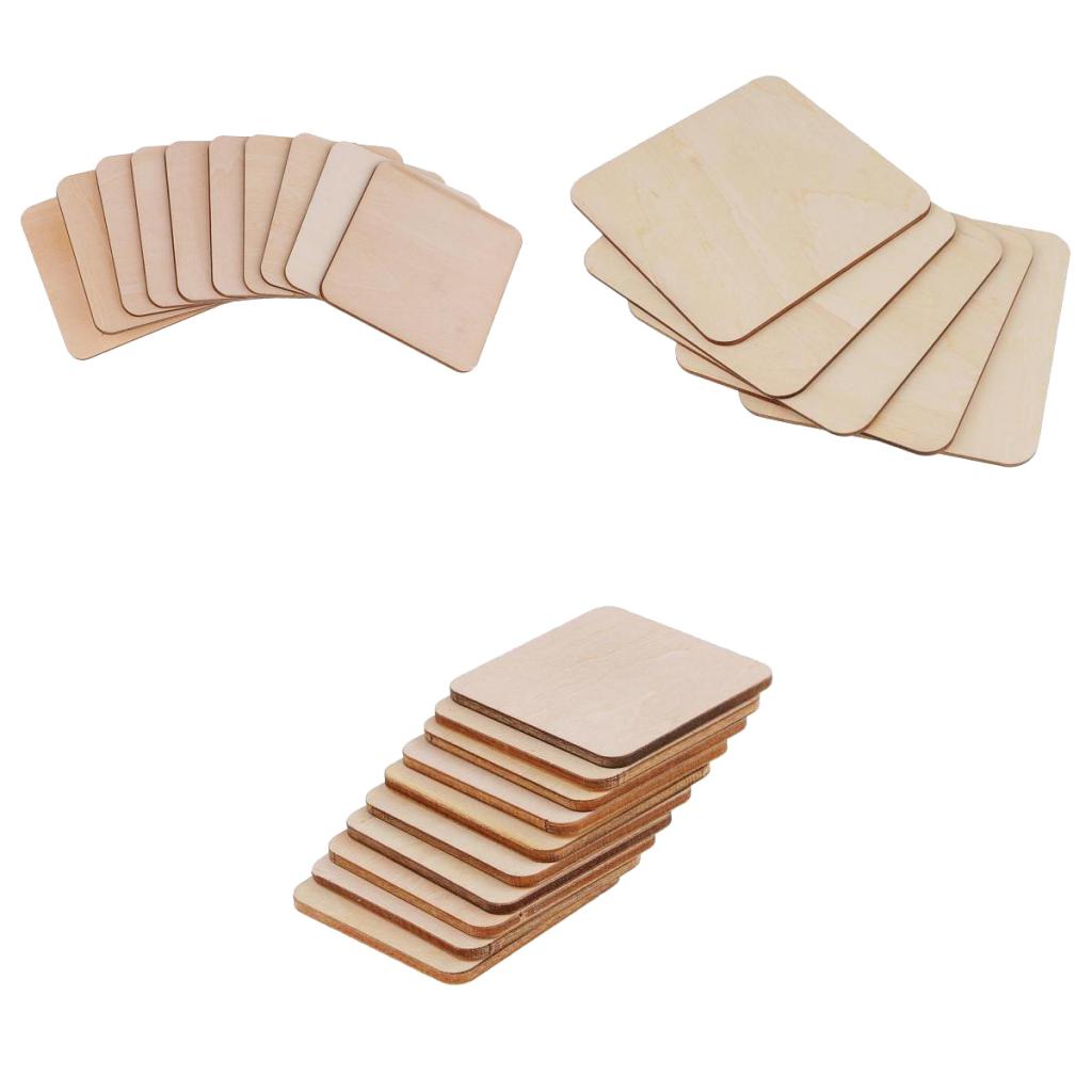 25 Pieces 50mm 80mm 120mm Blank Wood Square Plaque Unfinished Wooden Shapes