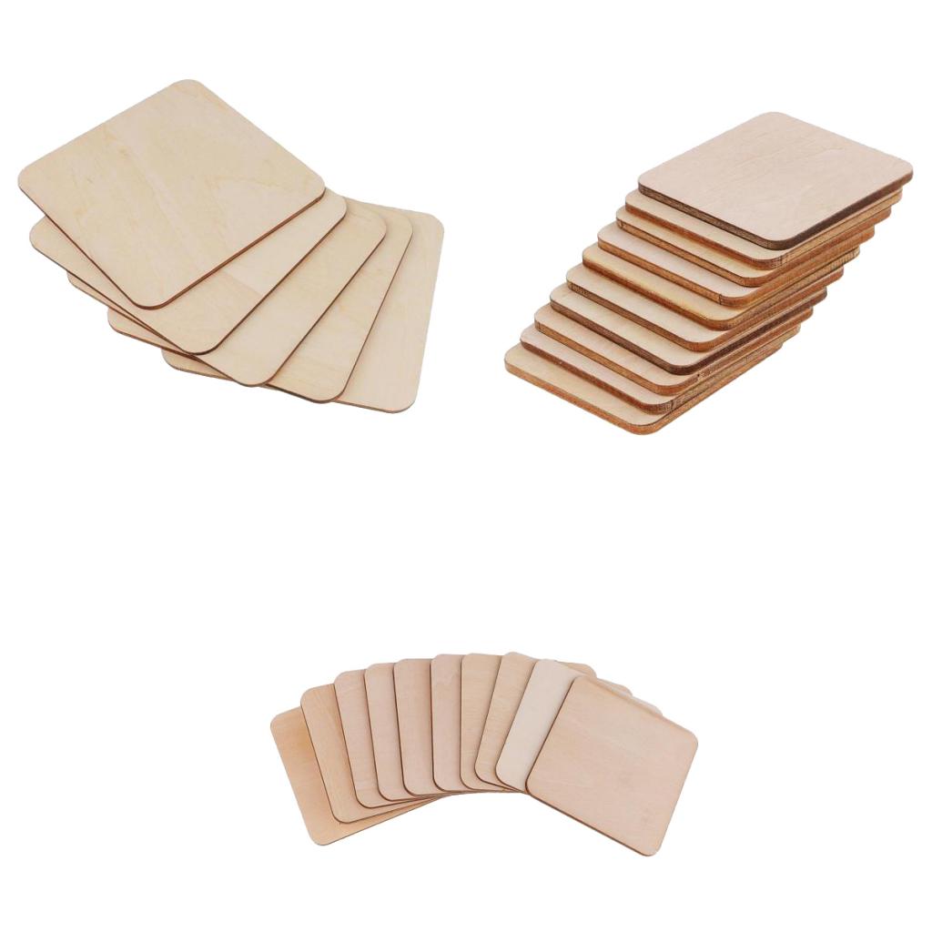 25 Pieces 50mm 80mm 120mm Blank Wood Square Plaque Unfinished Wooden Shapes