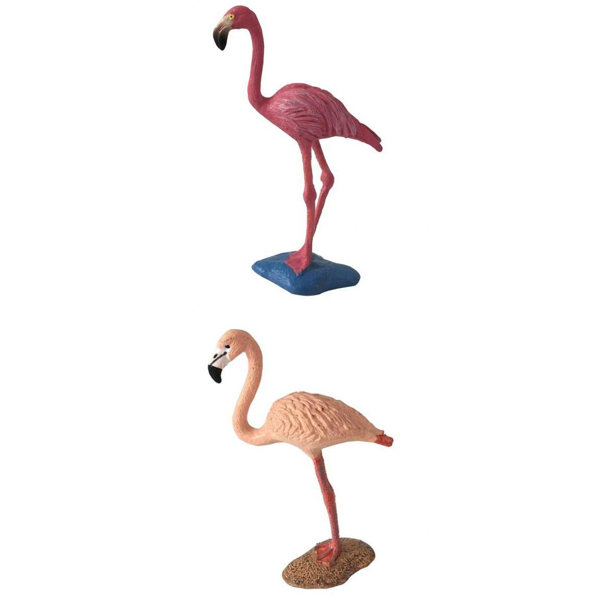 2Pieces Miniature Animals Birds Model Figurine Statue Scupltue Toy Flamingo