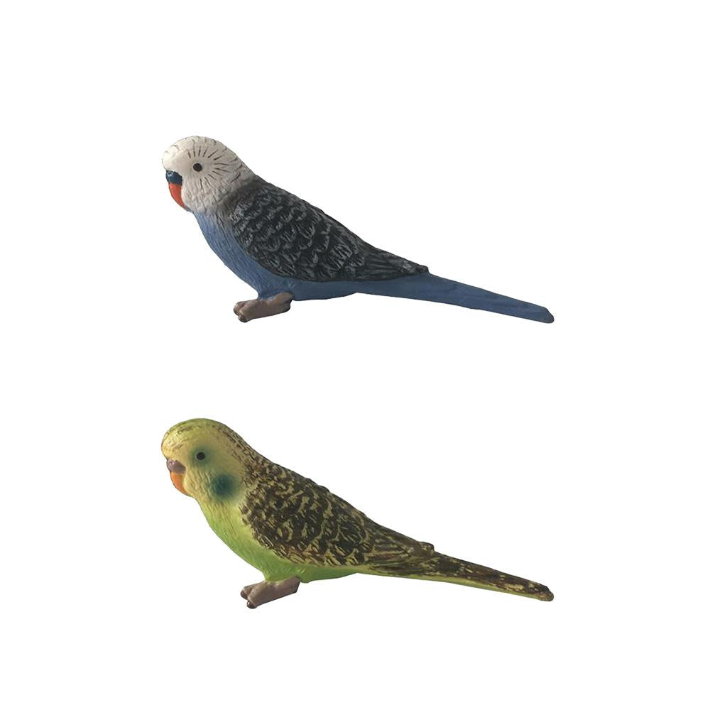 2Pieces Miniature Animals Birds Model Figurine Statue Scupltue Toy Parrot