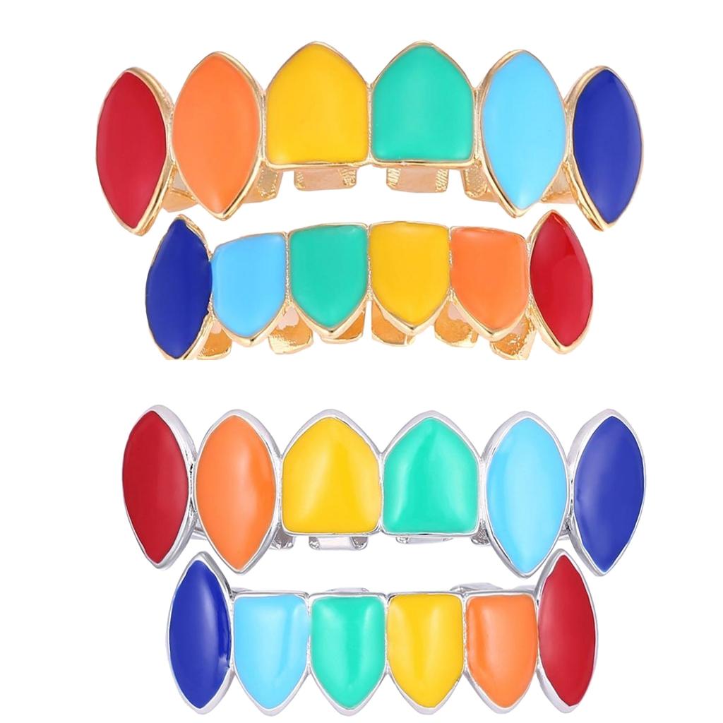 Colorful Glossy Hip Hop Sharp Teeth Grills Hollowen Accessory Hip-Hop Braces