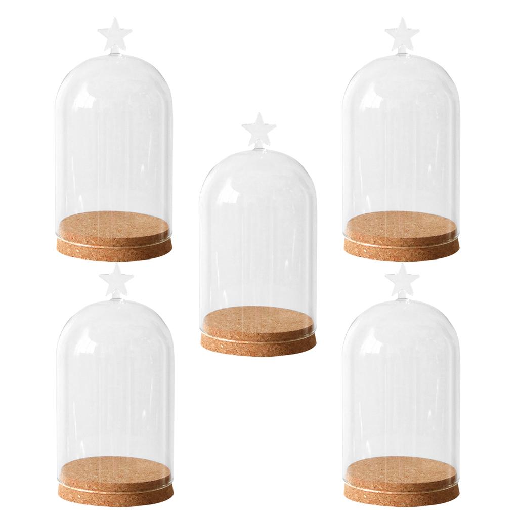 5x Clear Glass Bell Cover Pot Landscape Terrarium Container Lid Vase Bottle