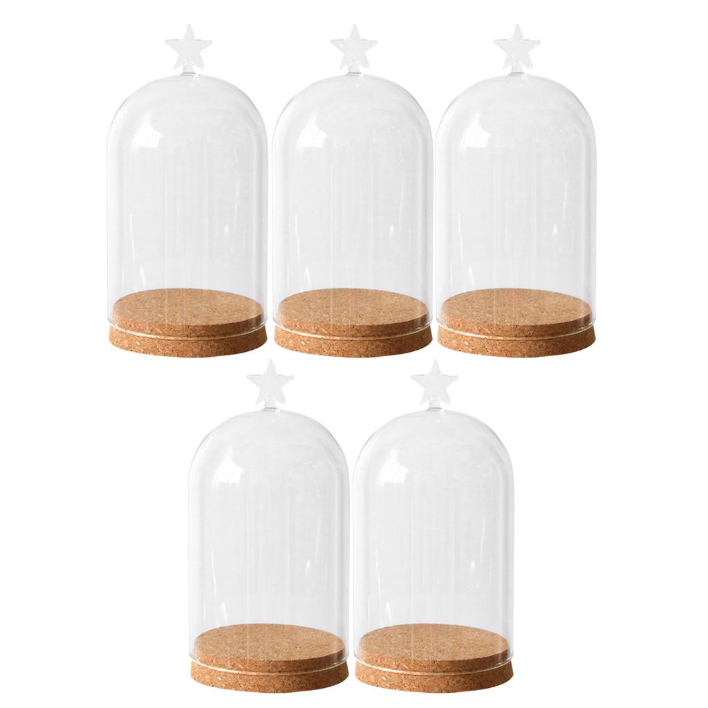 5x Clear Glass Bell Cover Pot Landscape Terrarium Container Lid Vase Bottle