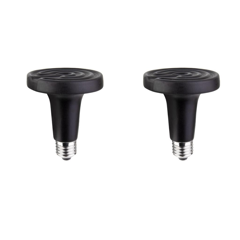 2 pcs E27 Ceramic Reptile Heat Lamp Infrared Heater Light Bulb Dia9cm