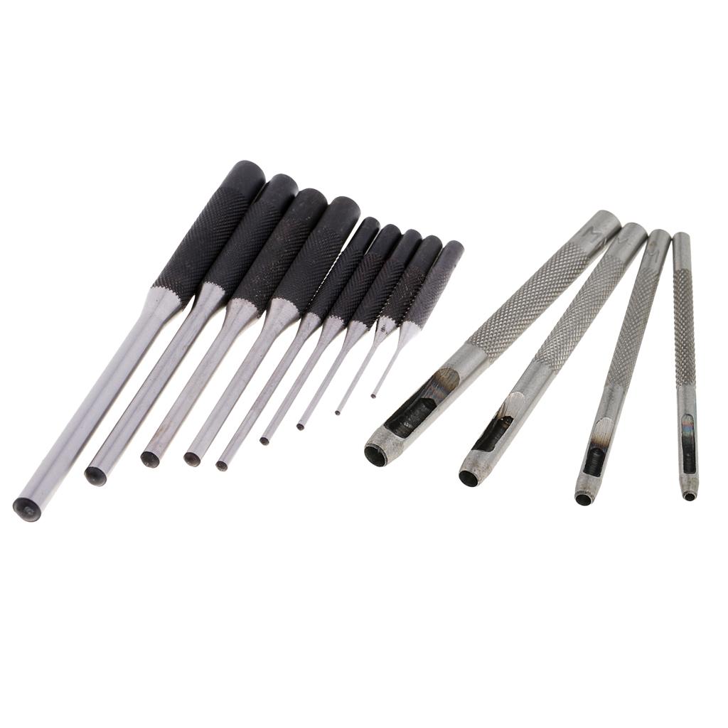 13pcs Leather Tool Set Steel Roll Pin Punch and Belt Round Hole Punch Tool