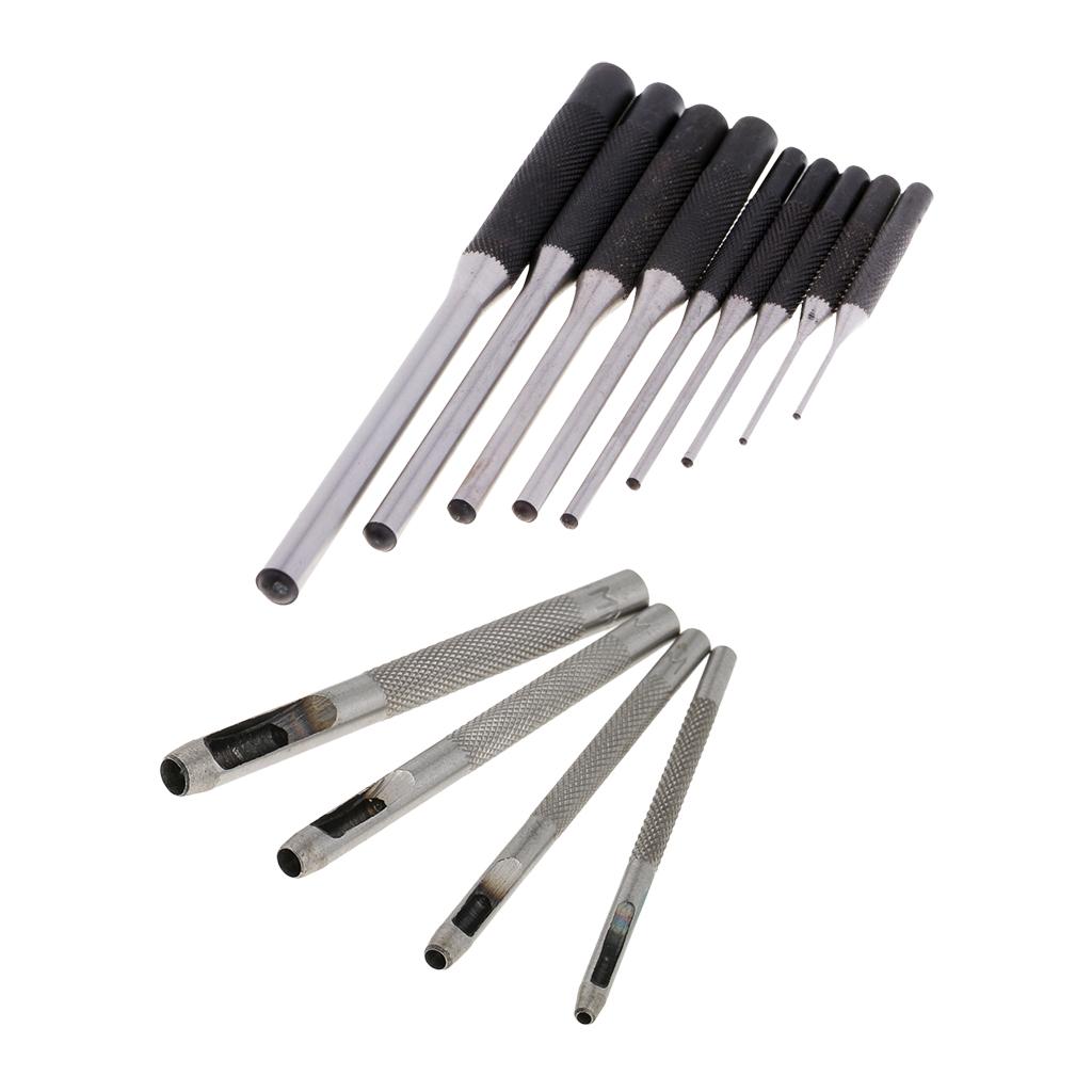 13pcs Leather Tool Set Steel Roll Pin Punch and Belt Round Hole Punch Tool
