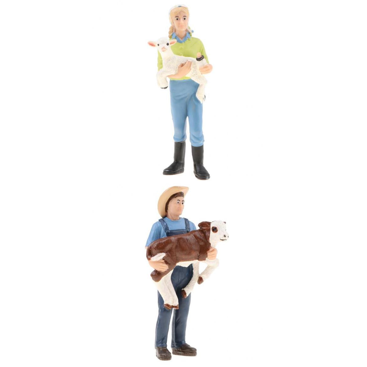 2Pcs Simulation People Model Figure Farmer Peasant Toy - Farmer with Animal