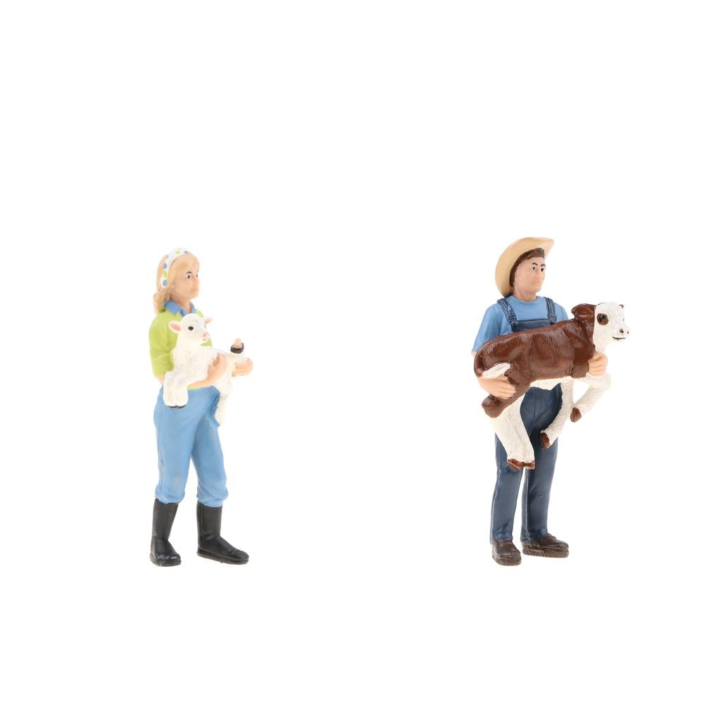 2Pcs Simulation People Model Figure Farmer Peasant Toy - Farmer with Animal