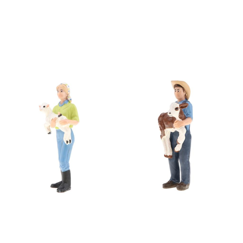 2Pcs Simulation People Model Figure Farmer Peasant Toy - Farmer with Animal