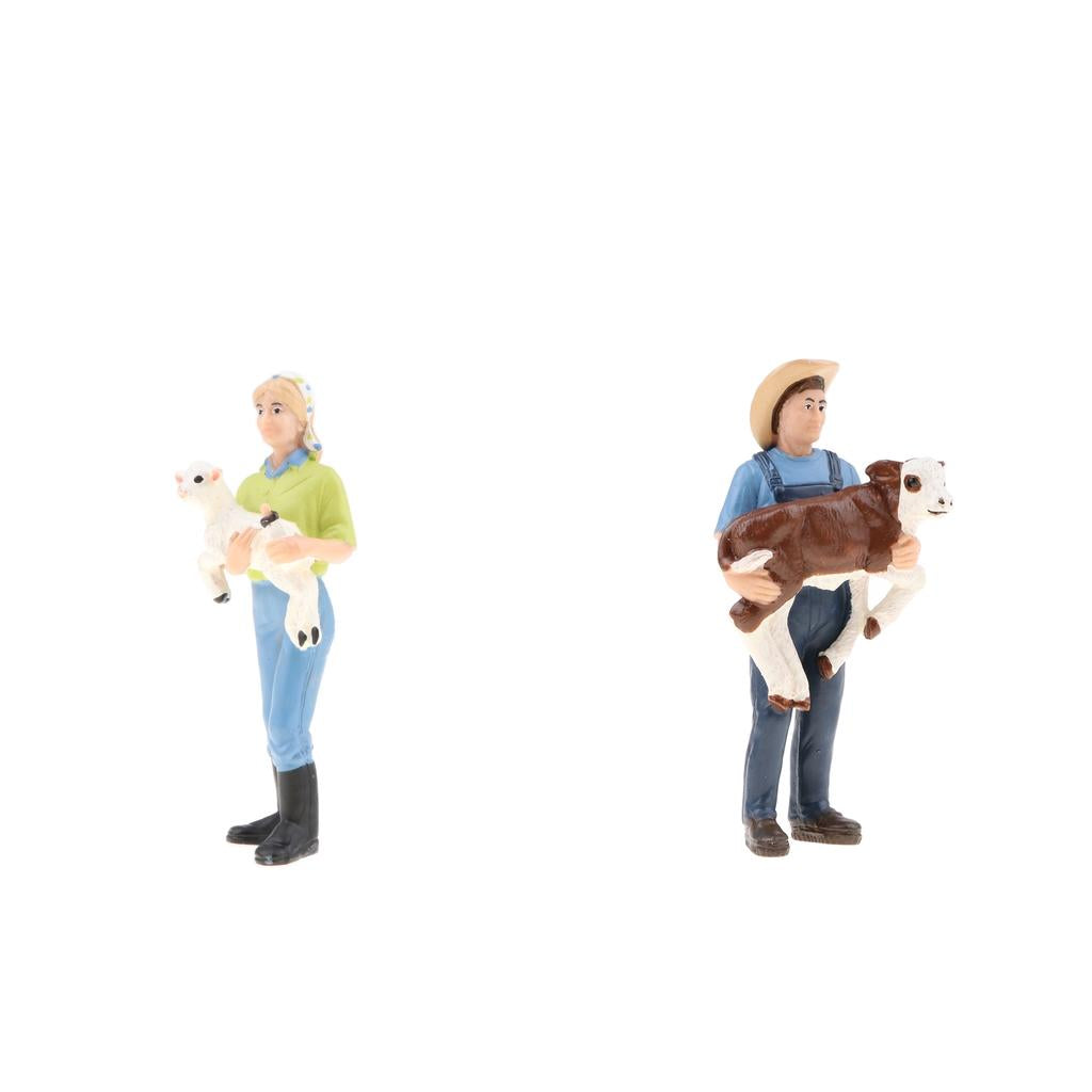 2Pcs Simulation People Model Figure Farmer Peasant Toy - Farmer with Animal