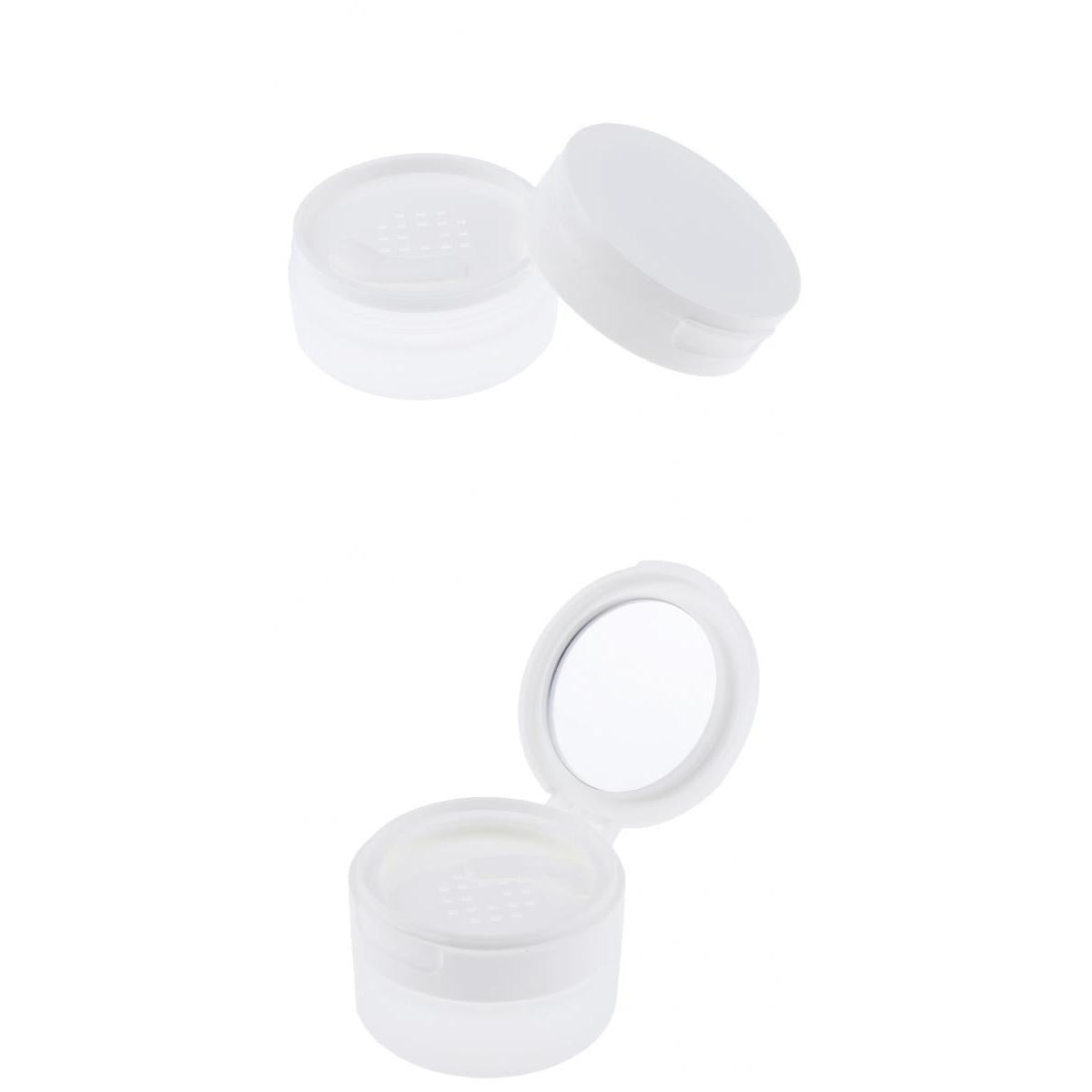 2x Travel Empty Makeup Loose Powder Container Pot Case w/ Mirror Sifter Lid