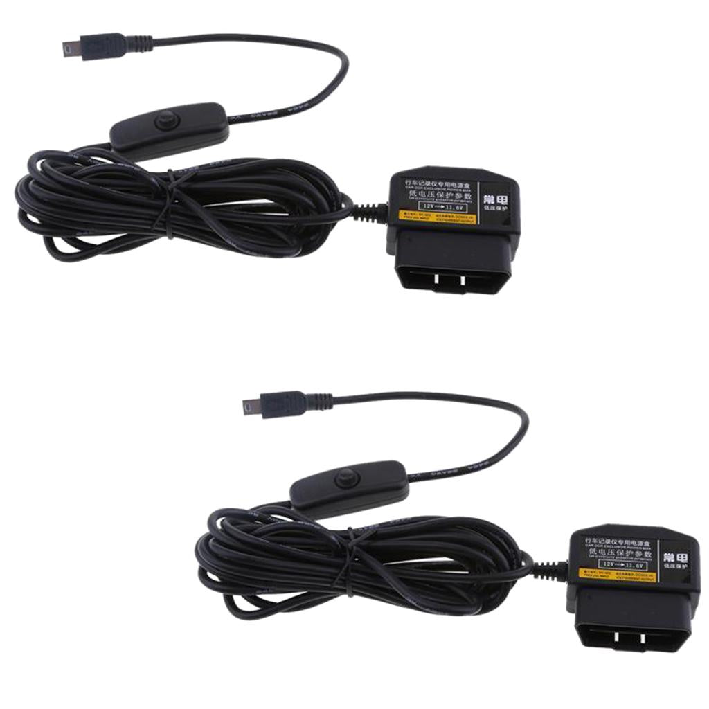 2Pieces 12/24V to 5V Car Dash Cam Hardwire Adapter Cable DVR OBD Buck Line