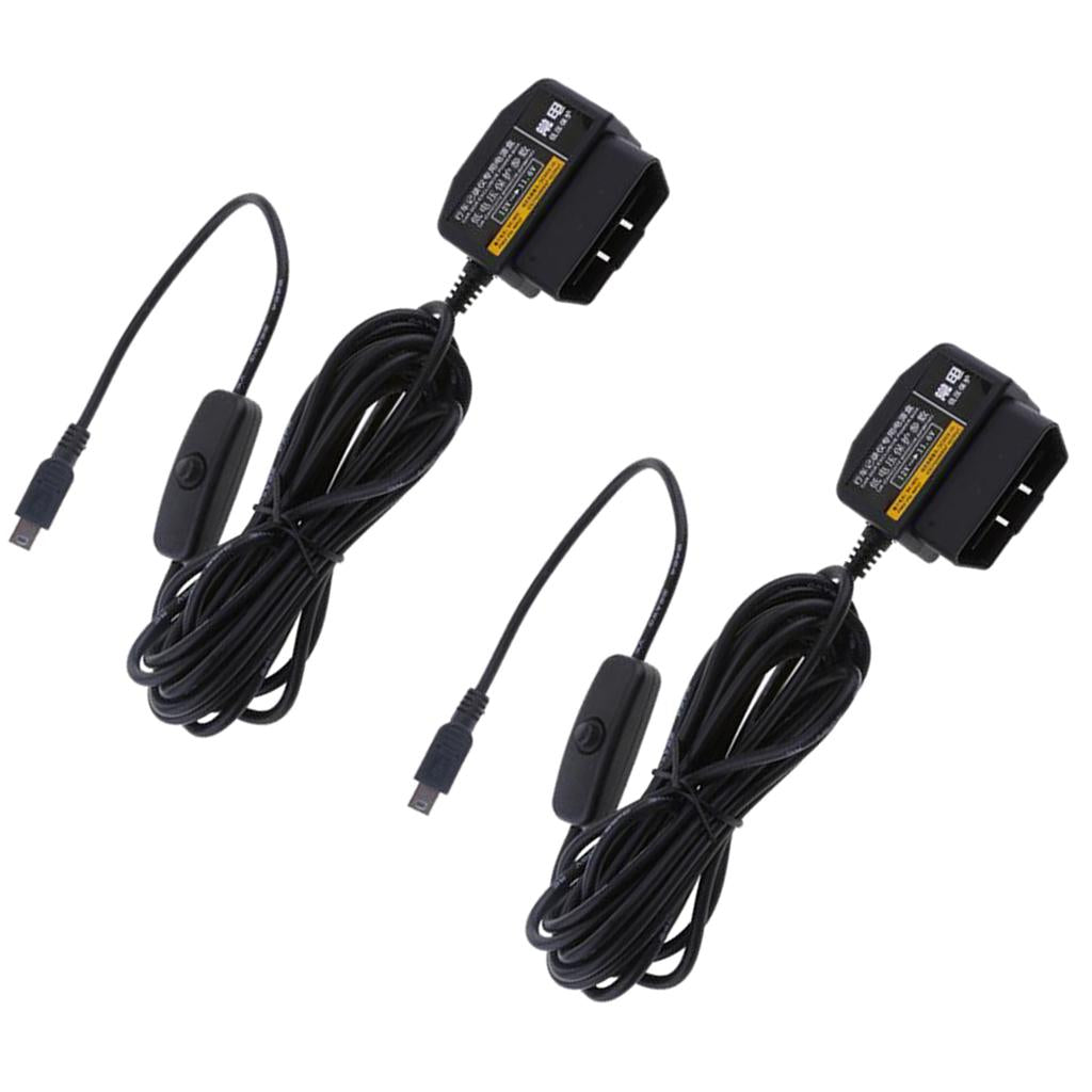 2Pieces 12/24V to 5V Car Dash Cam Hardwire Adapter Cable DVR OBD Buck Line